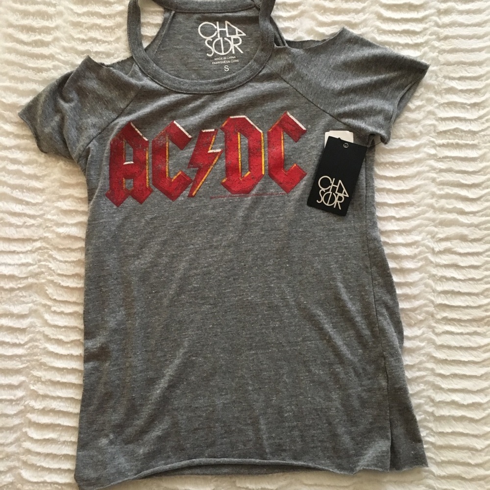 NWT Chaser AC/DC open shoulder top